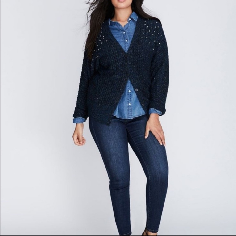 Lane bryant Jeweled Embellished Dolman Cardigan